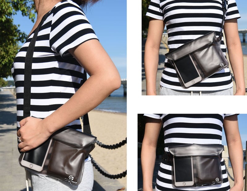 Freegrace Waterproof Pouches Set with Waist Strap - Keep Your Phone and Valuables Dry and Safe â€“ Waterproof Dry Bags for Boating Swimming Snorkeling Kayaking Beach Water Parks Fishing (2 Pack Grey) - Image 4